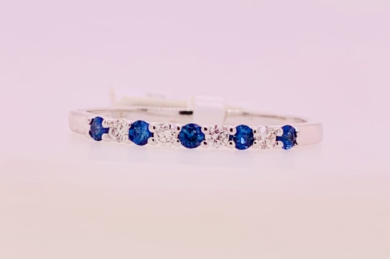 14K Sapphire & Diamond Band