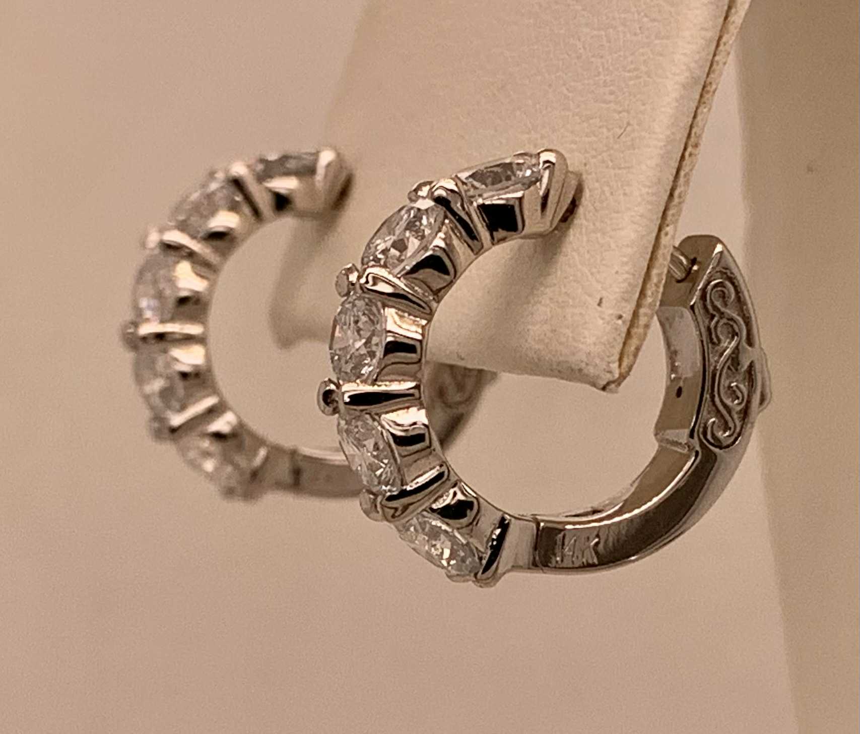 14K LAB Diamond Huggie Hoop Earrings