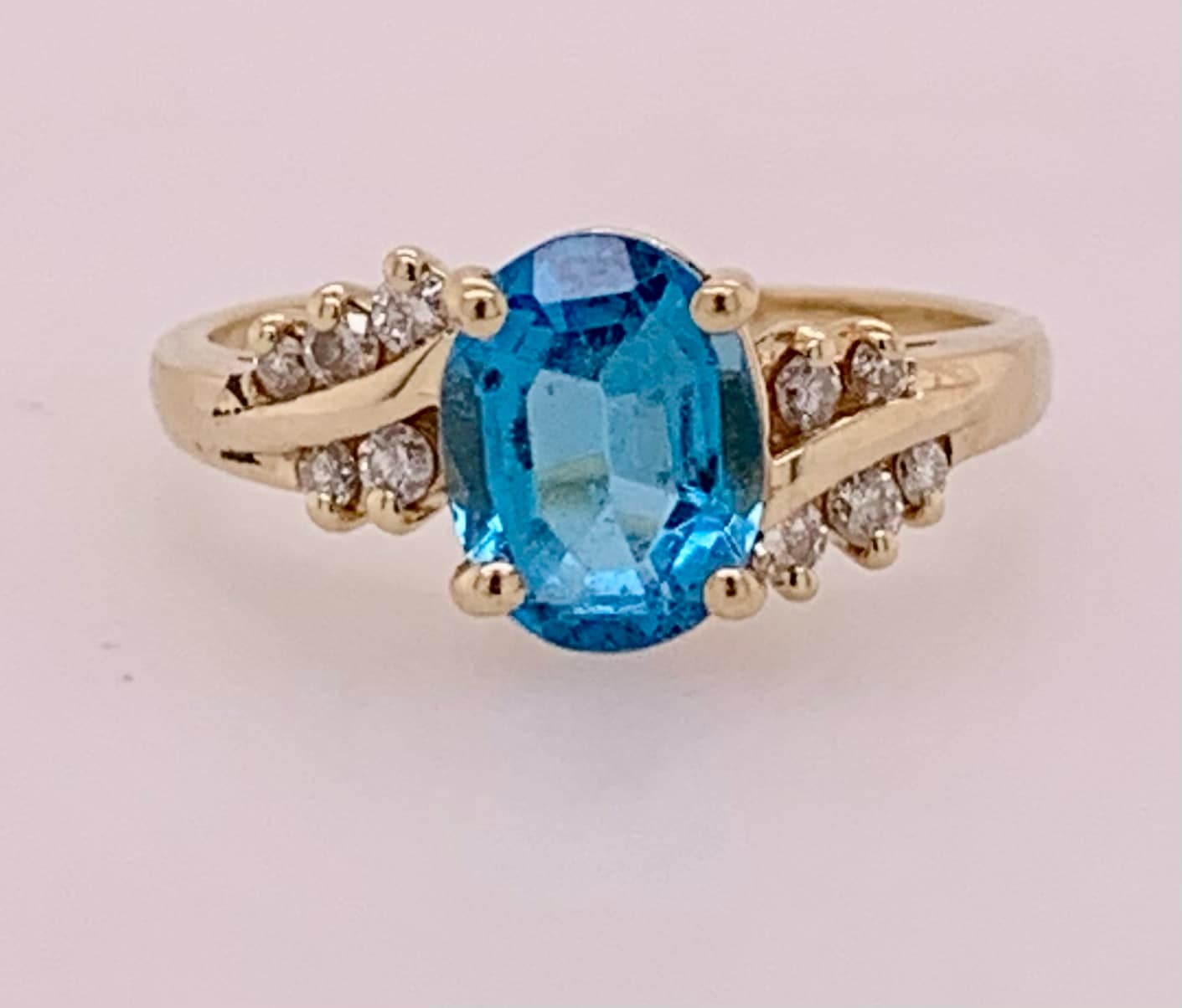 Estate Blue Topaz & Diamond Ring