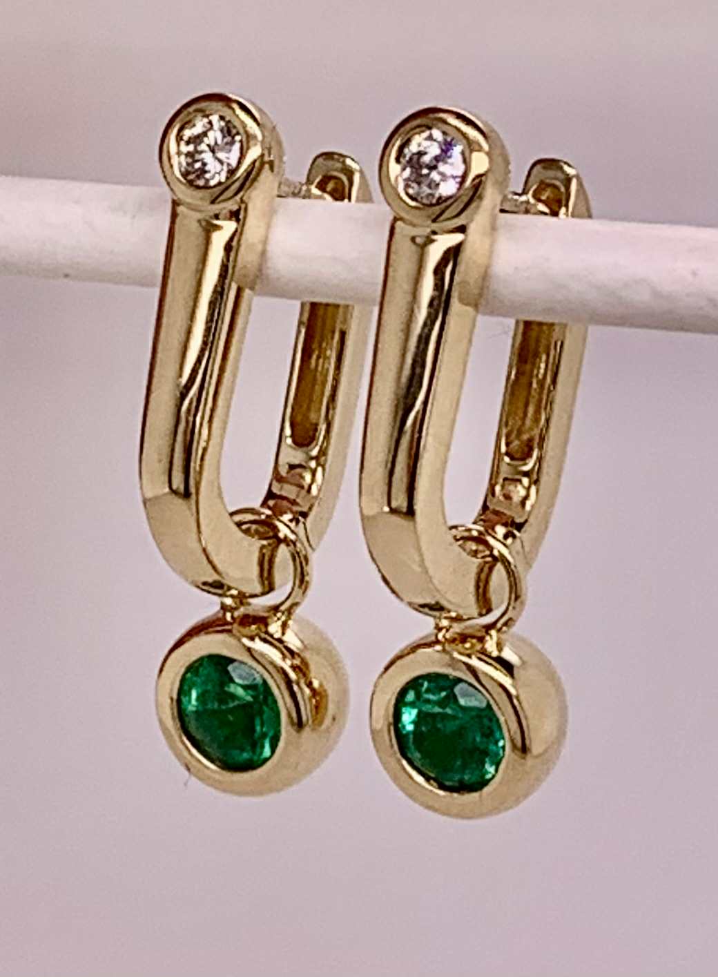 14K Diamond and Emerald Earrings