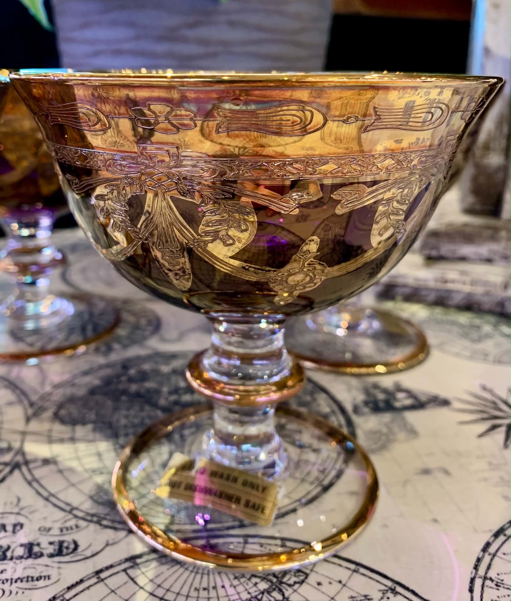 Arte Italica Amethyst & Gold Footed Dessert Bowl