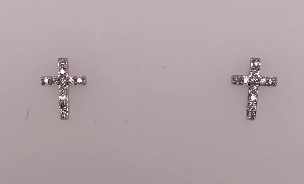 14K Diamond Cross Earrings