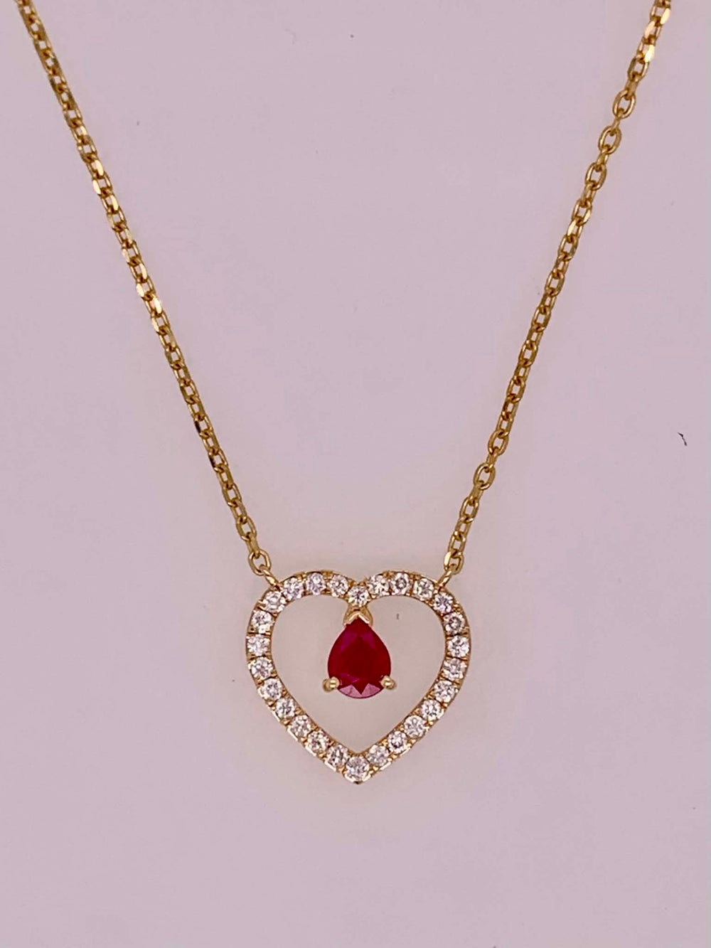 14K Ruby & Diamond Heart Pendant