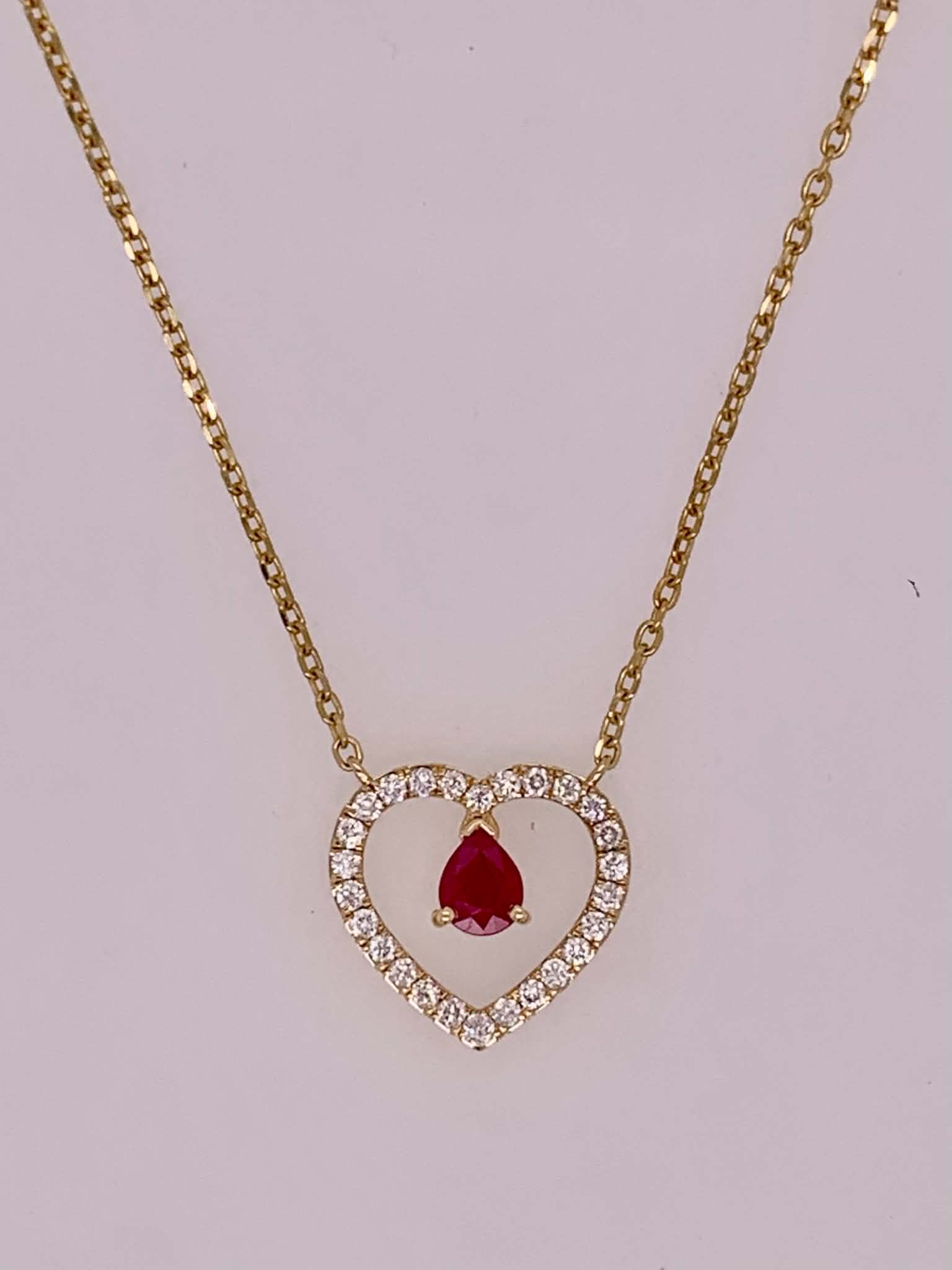 14K Ruby & Diamond Heart Pendant