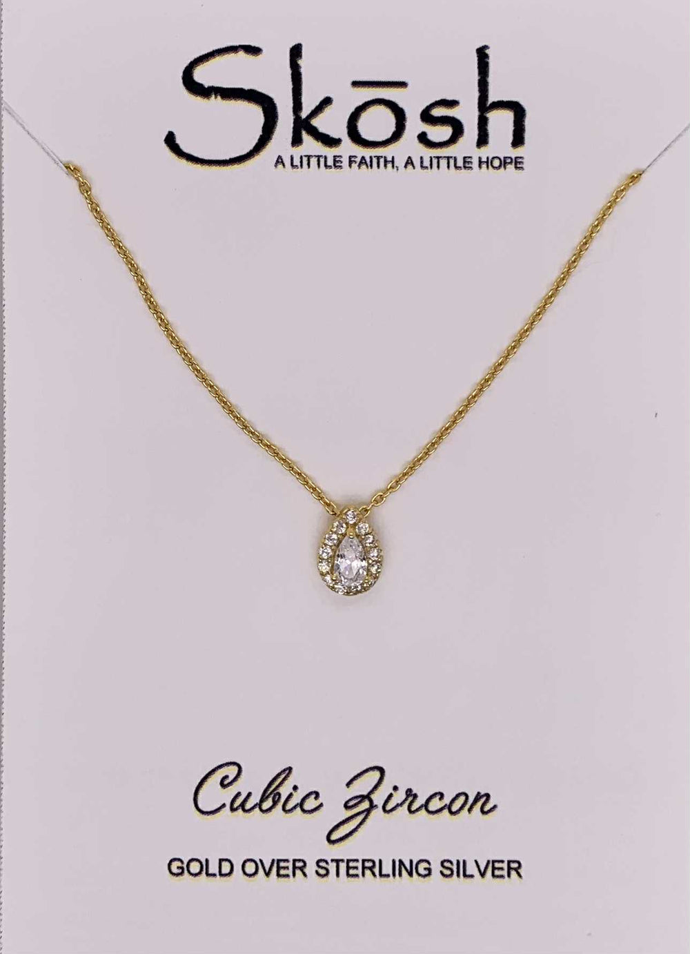 Skosh Pear Halo CZ Necklace