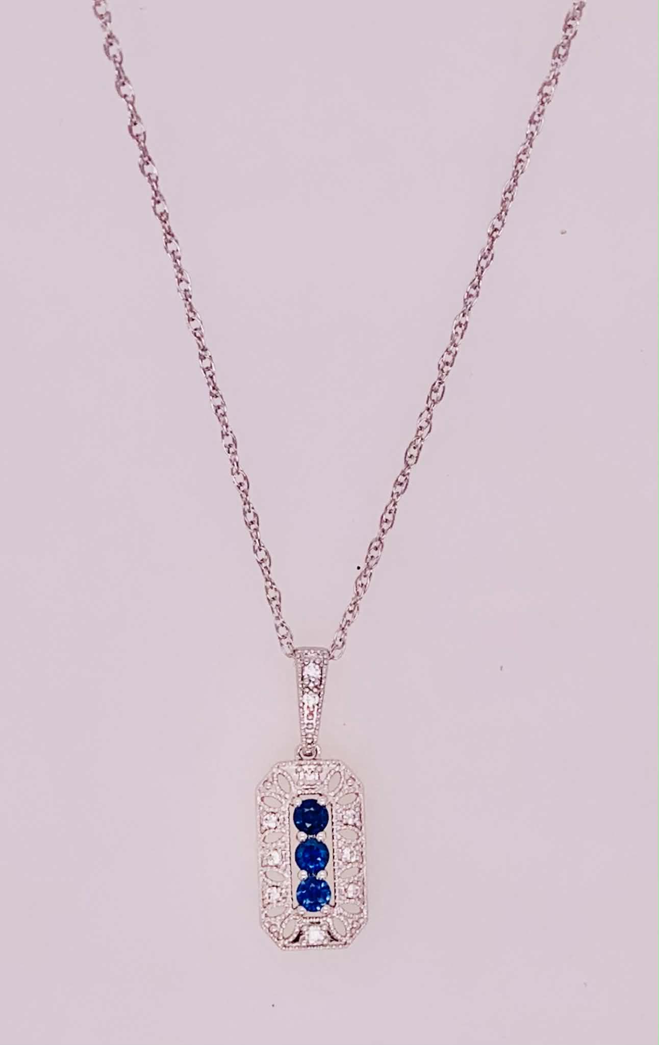 14K Sapphire & Diamond Pendant