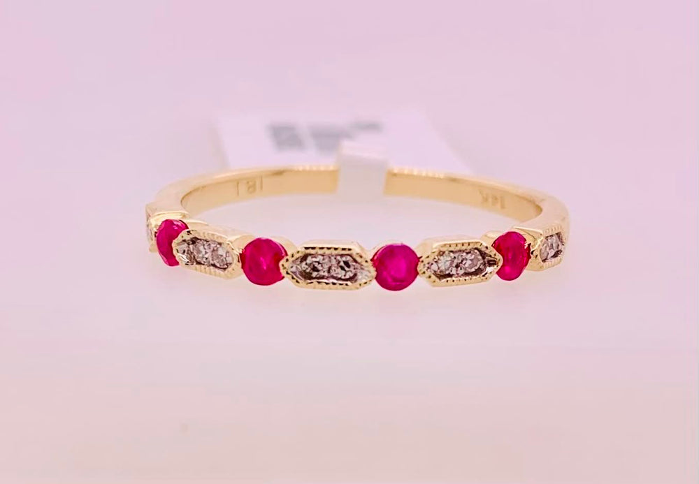 14K Ruby & Diamond Band