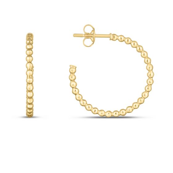 14K Gold Bead C-Hoop Earrings