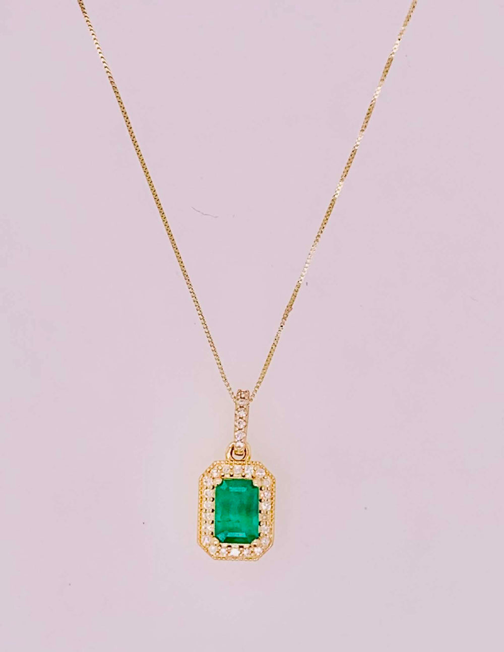 14K Emerald & Diamond Pendant