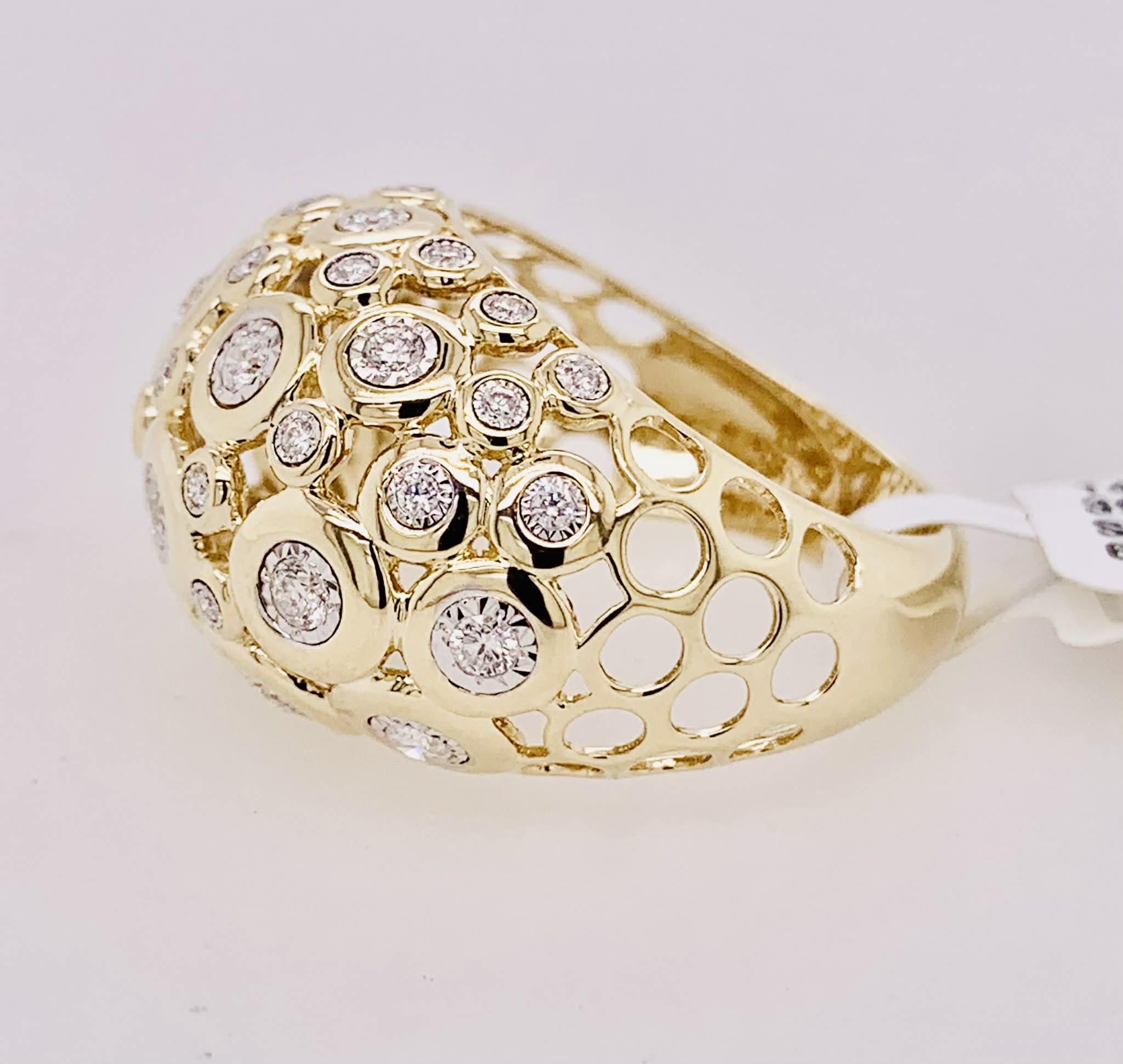 14K Gold Diamond Dome Ring