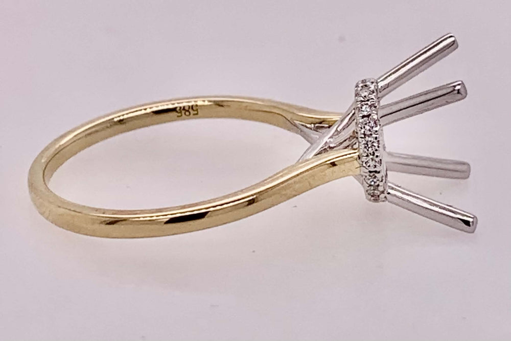 14K Two-Tone Diamond Semi Mount