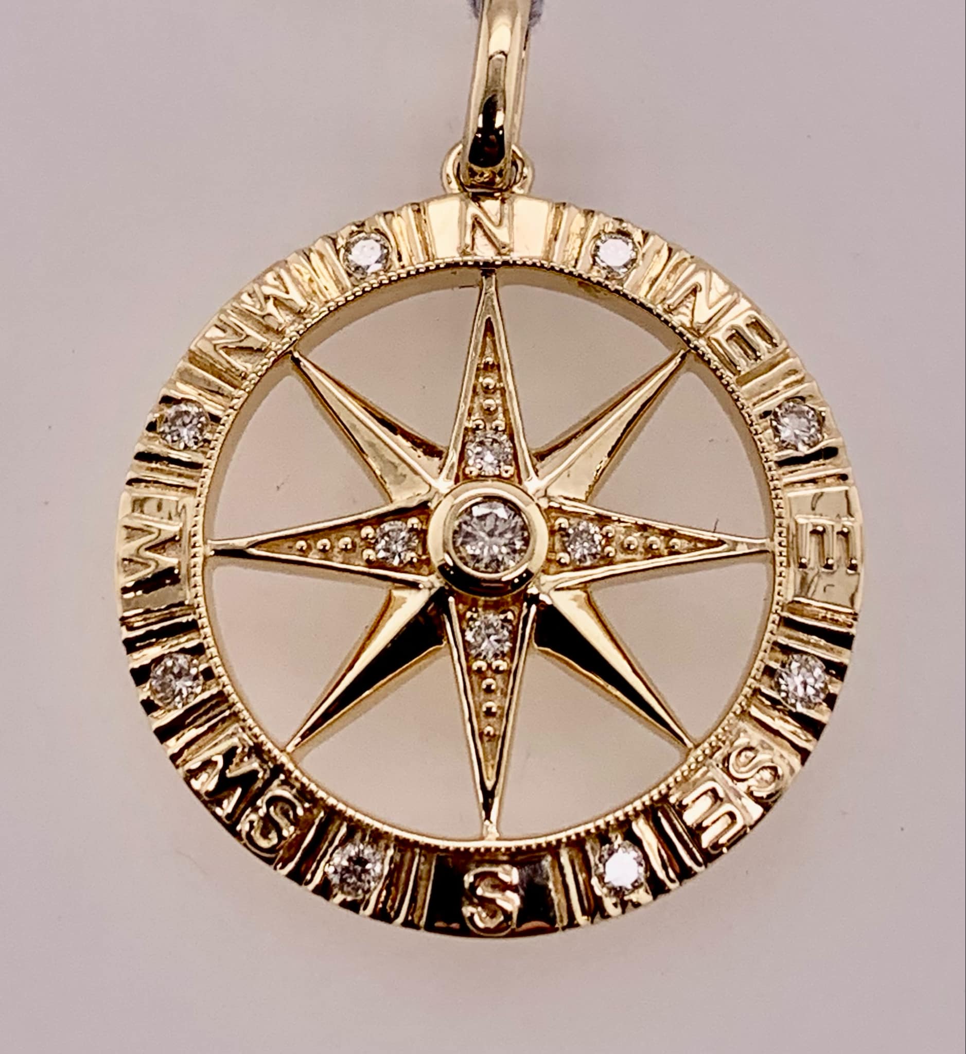 10K Diamond Compass Pendant