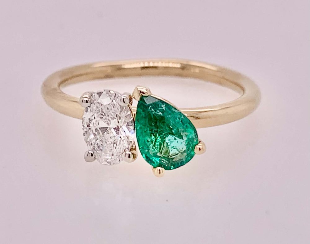 14K Emerald & Diamond Ring