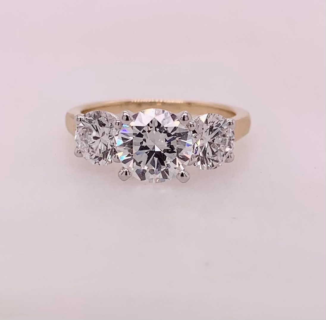 Three Stone LAB Diamond Ring