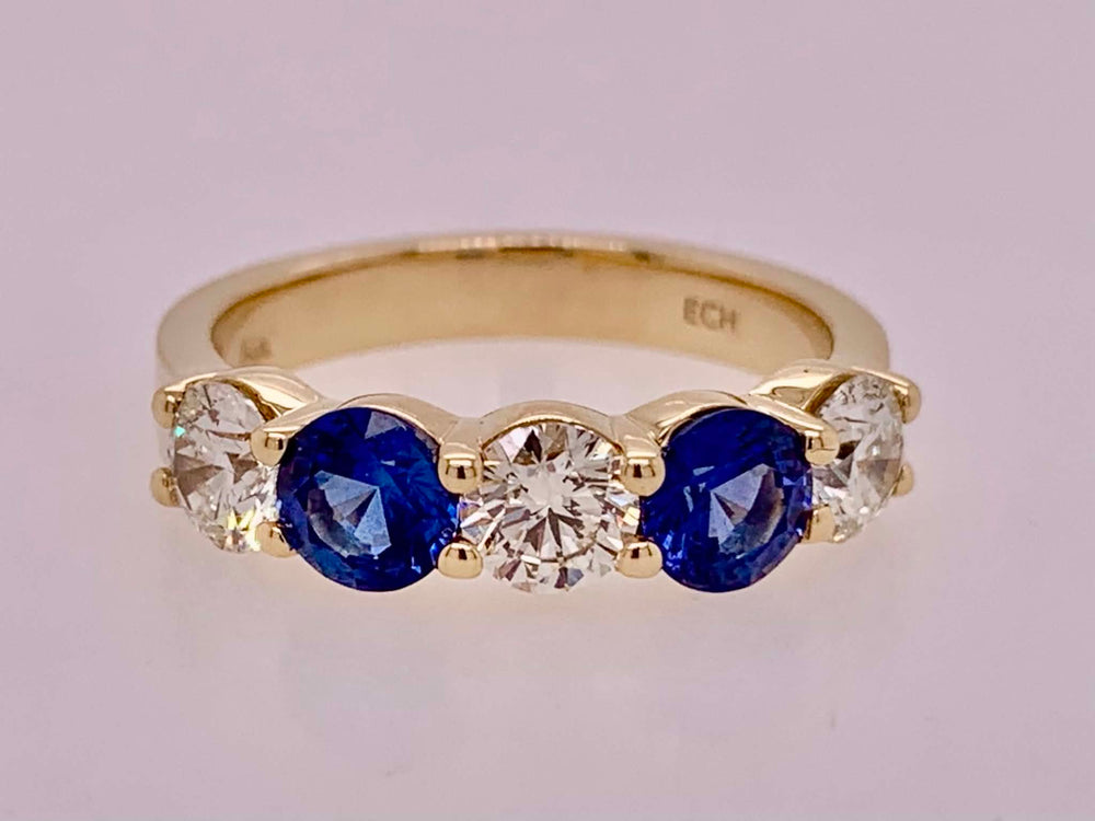 14K Diamond & Sapphire Band