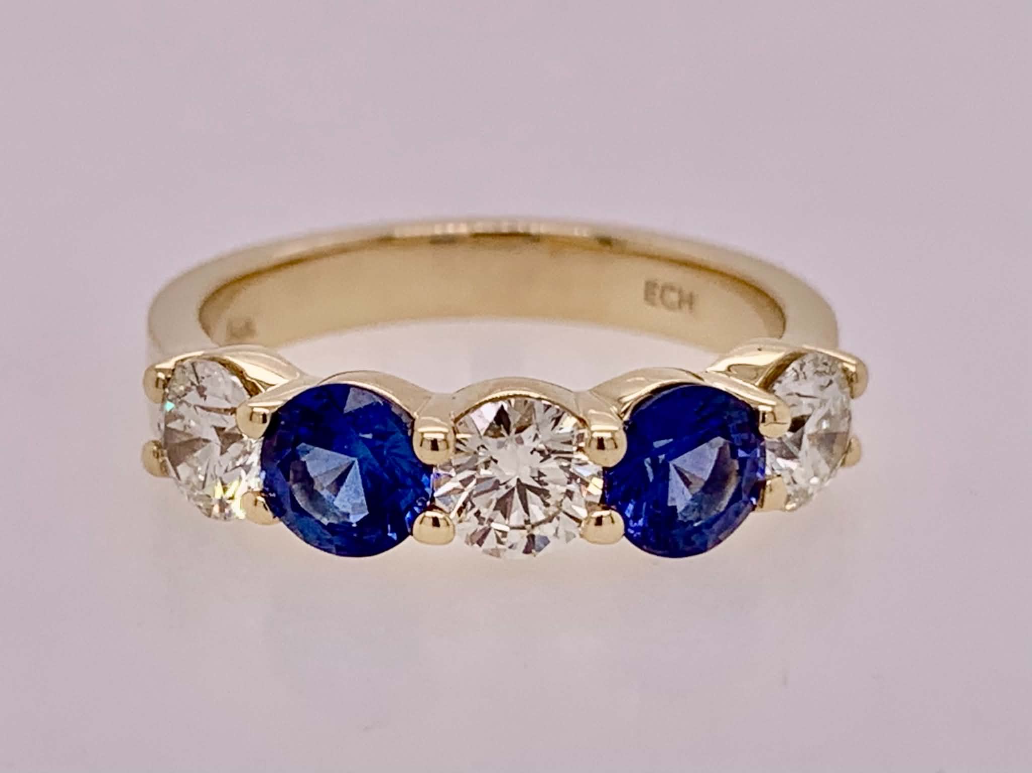 14K Diamond & Sapphire Band
