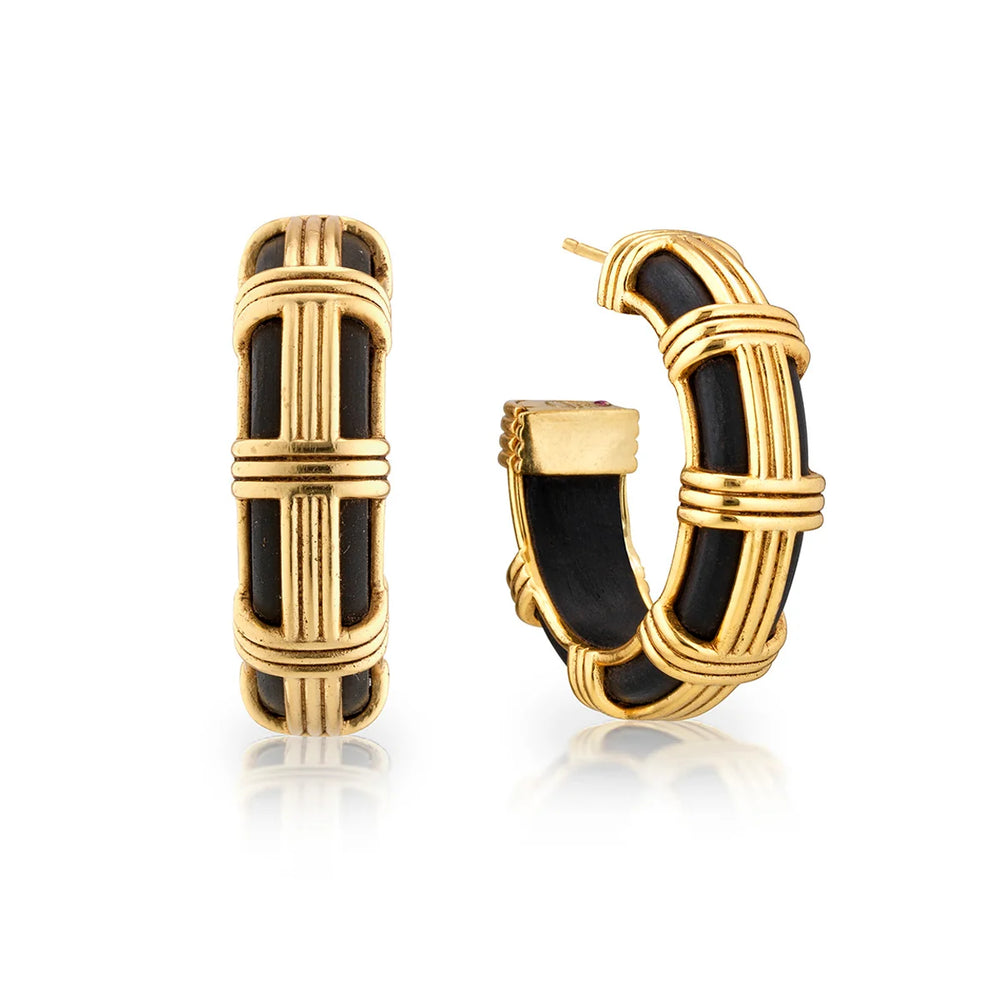 Gaia Ebony Cage Hoop Earrings