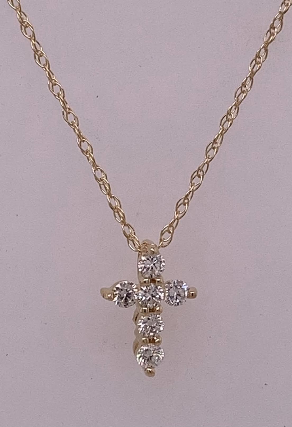 10K Petite Diamond Cross Pendant