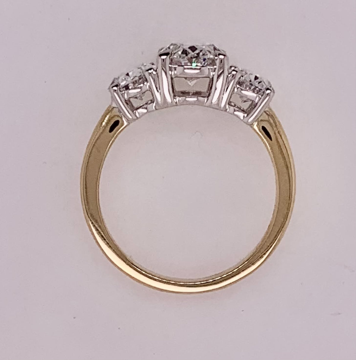 14K Three Stone LAB Diamond Ring