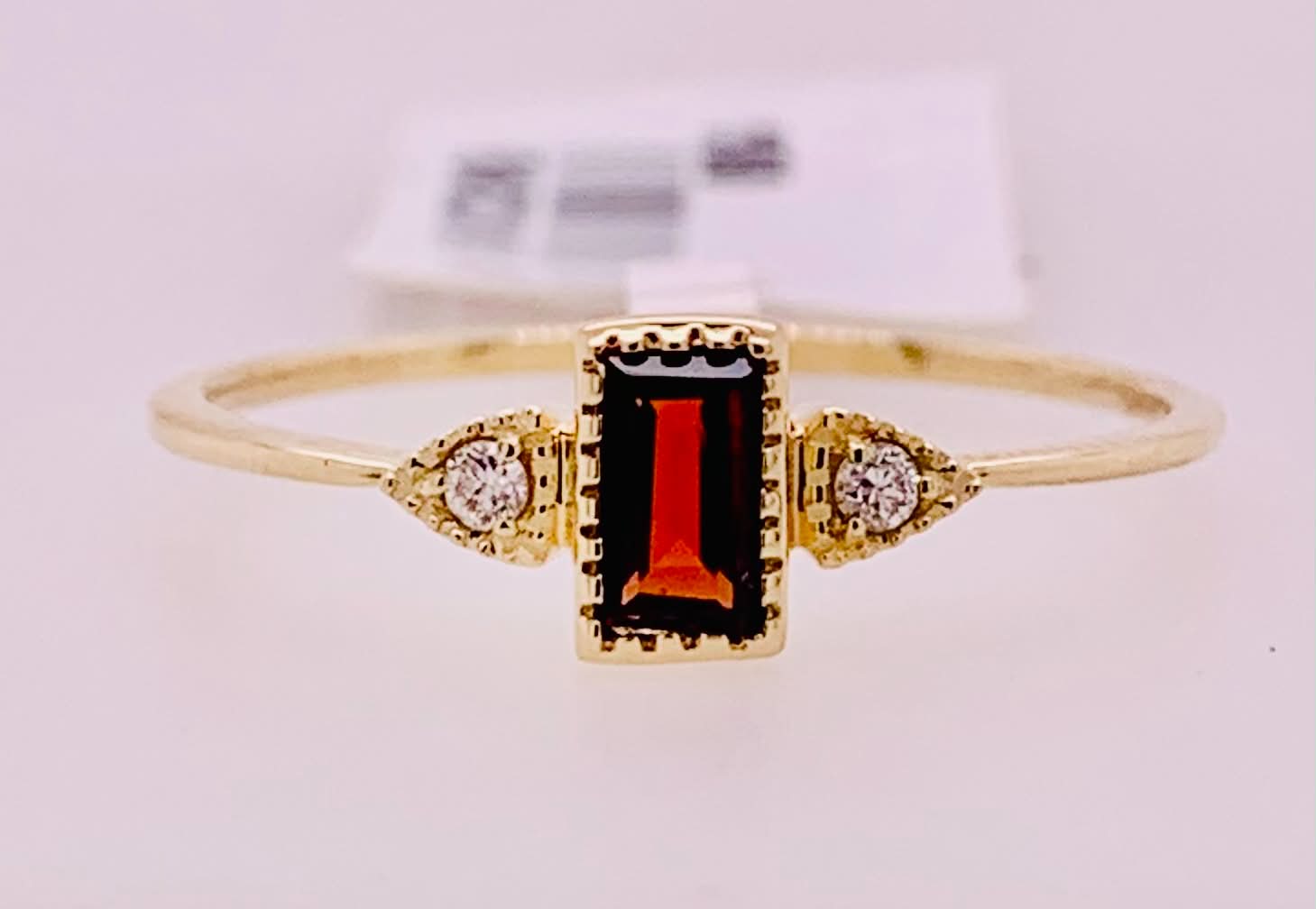 14K Garnet & Diamond Ring