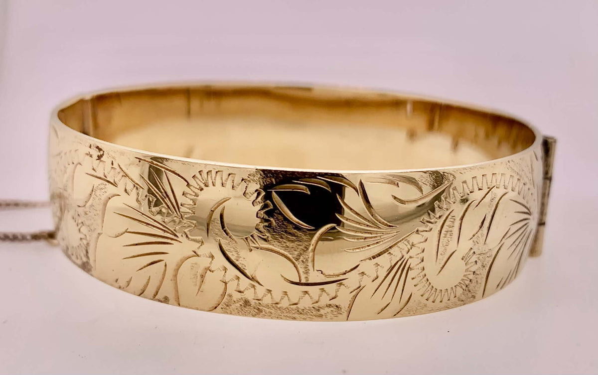 Vintage Estate Excalibur Rolled Gold Bangle Bracelet