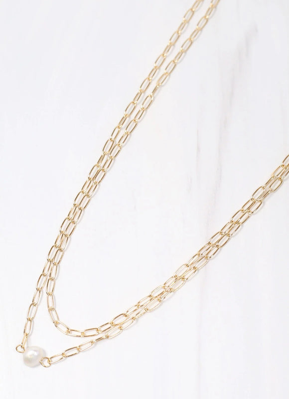Hale Layered Necklace with Pearl GOLD