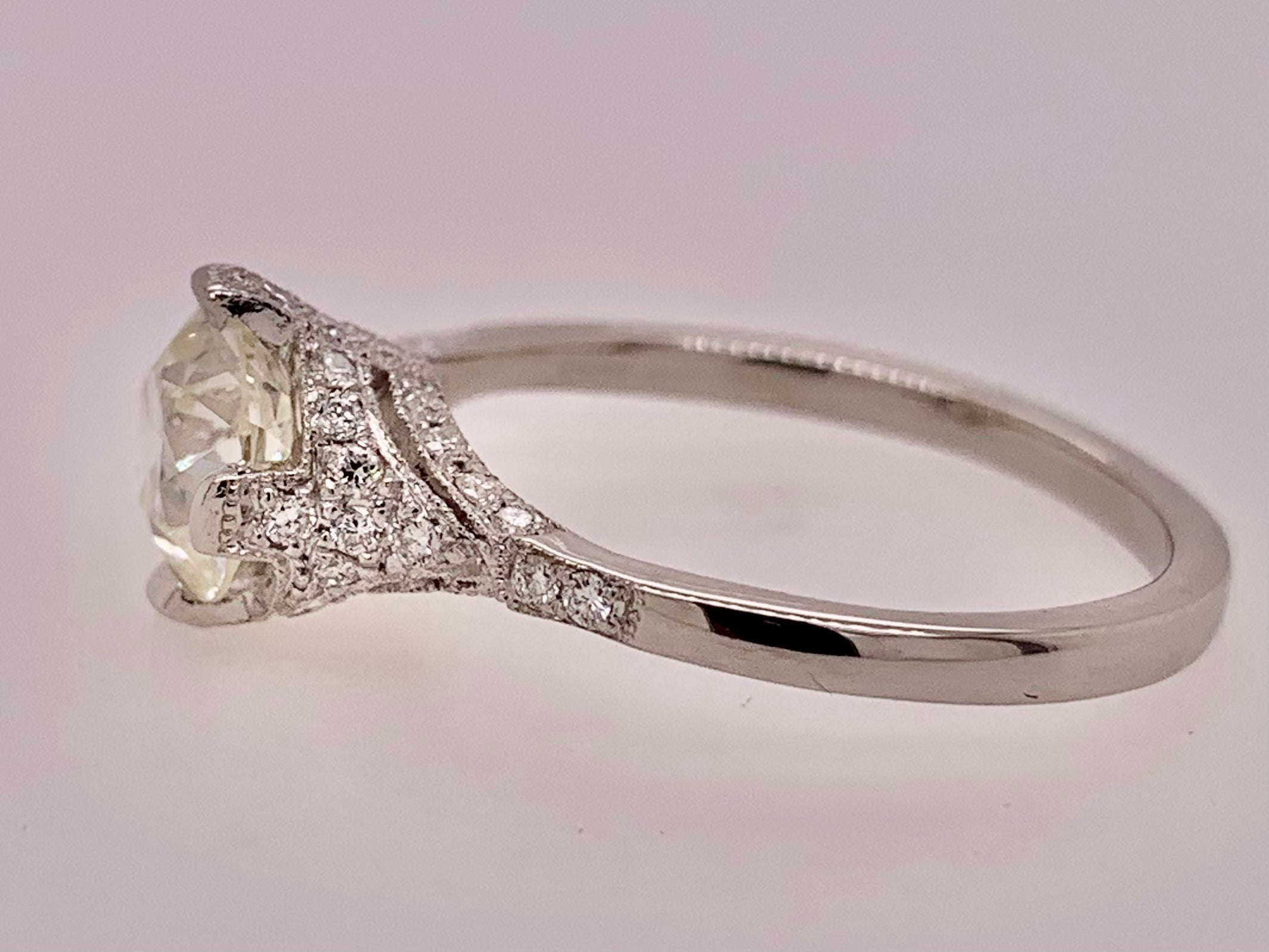 Estate Platinum European Cut Diamond Ring