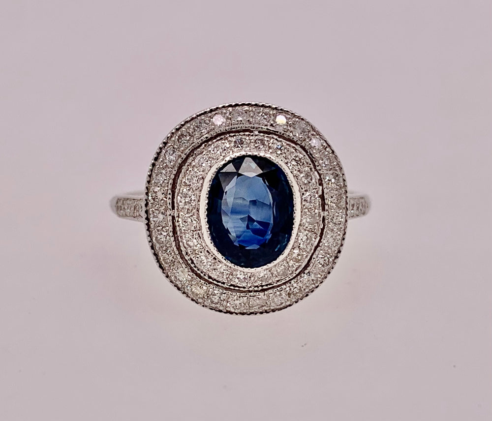 Estate 18k Sapphire & Diamond Ring