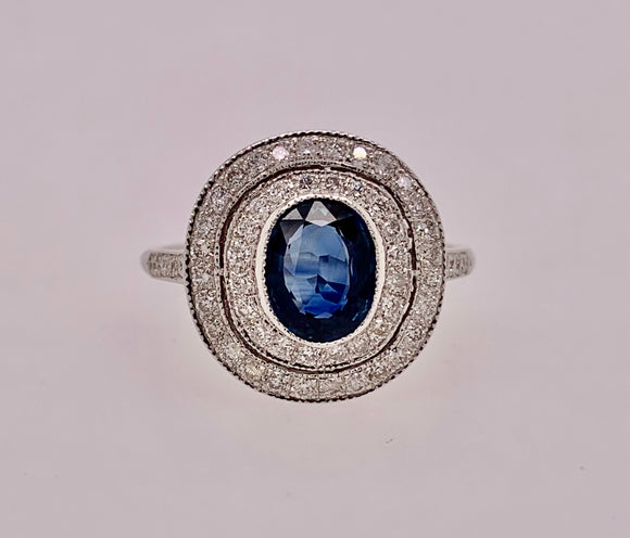 Estate 18k Sapphire & Diamond Ring