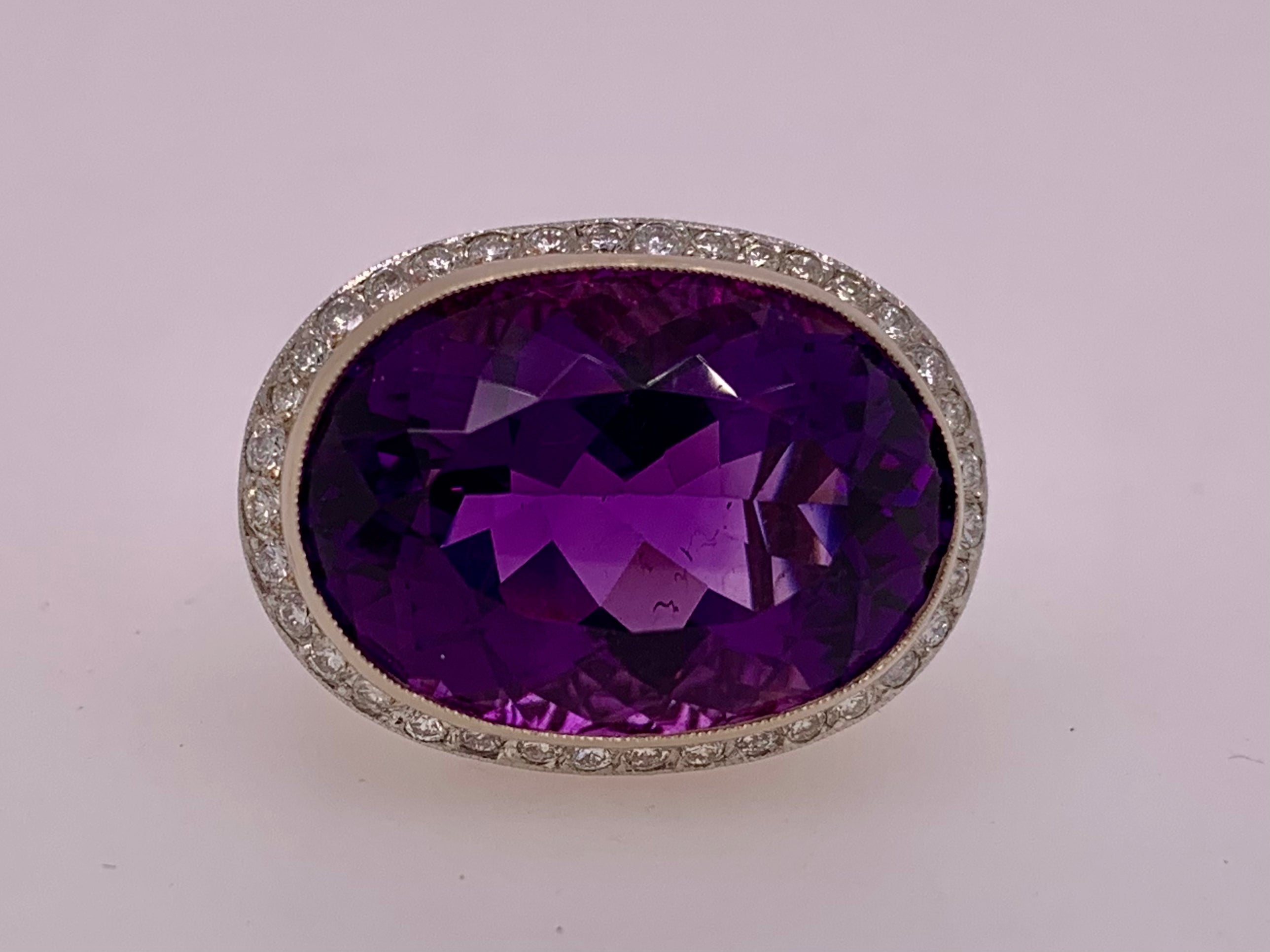 Estate 18K Amethyst & Diamond Ring