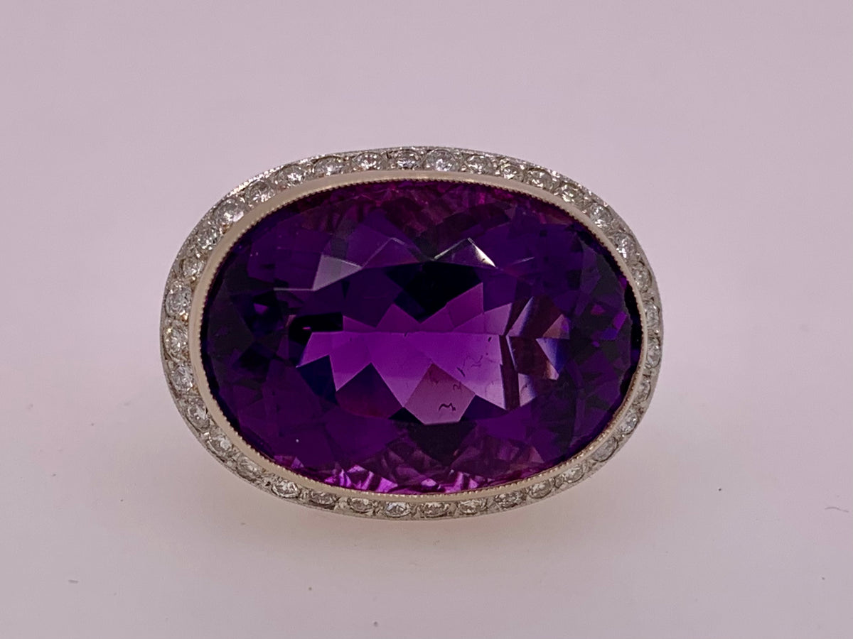 Estate 18K Amethyst & Diamond Ring John Cauley Jeweler