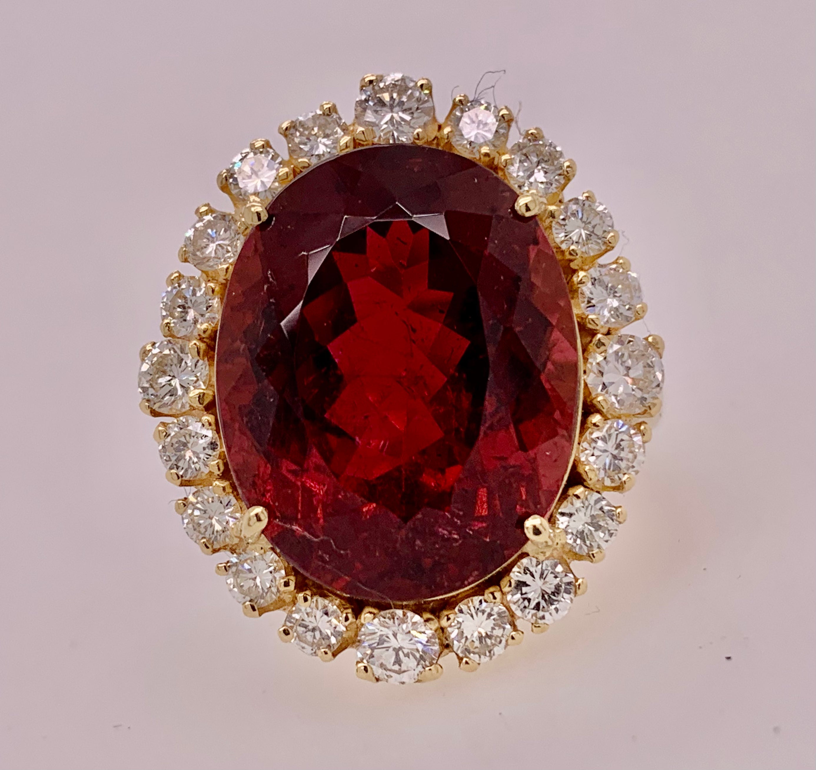 Estate Rubellite & Diamond Ring