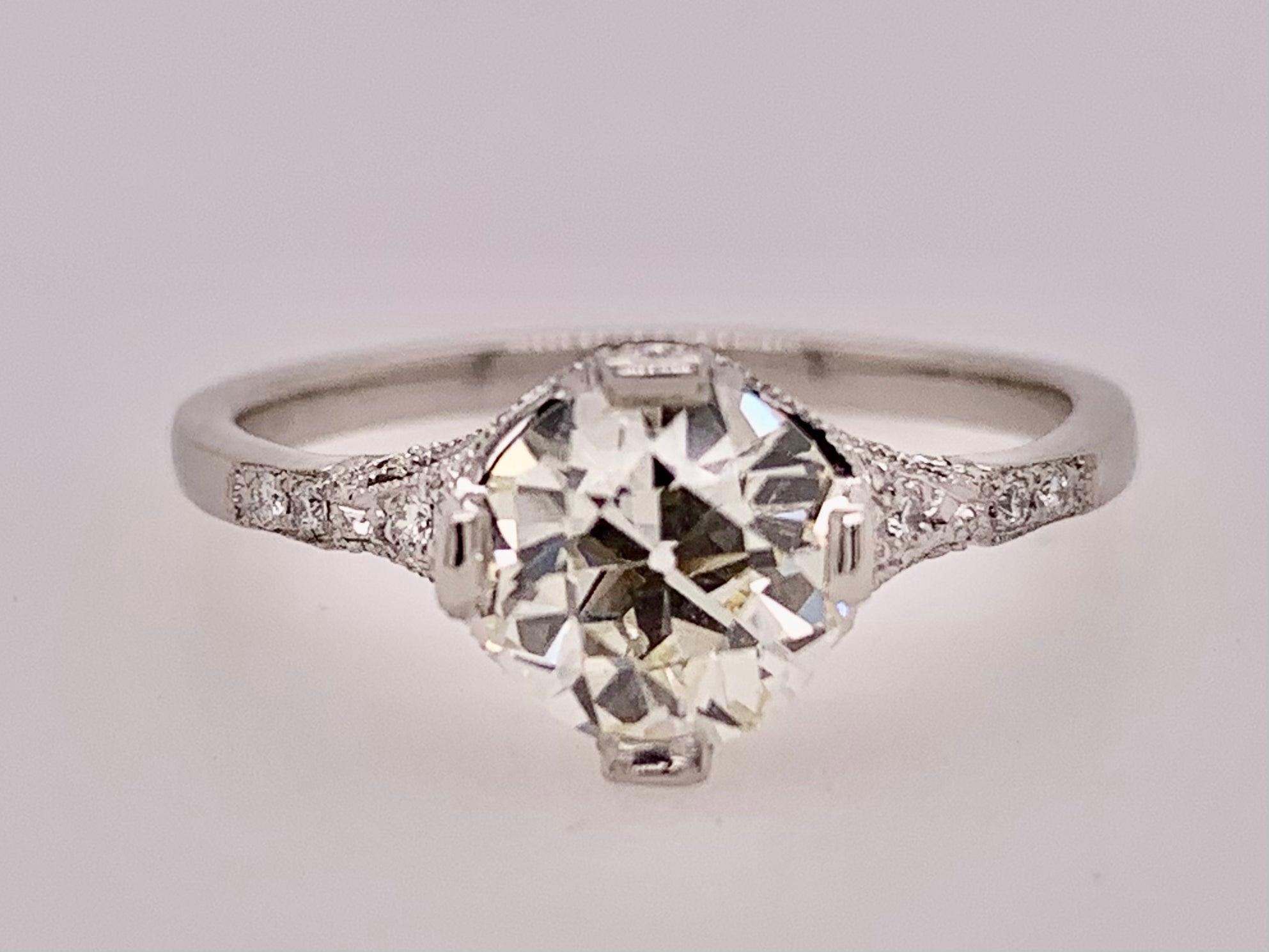 Estate Platinum European Cut Diamond Ring