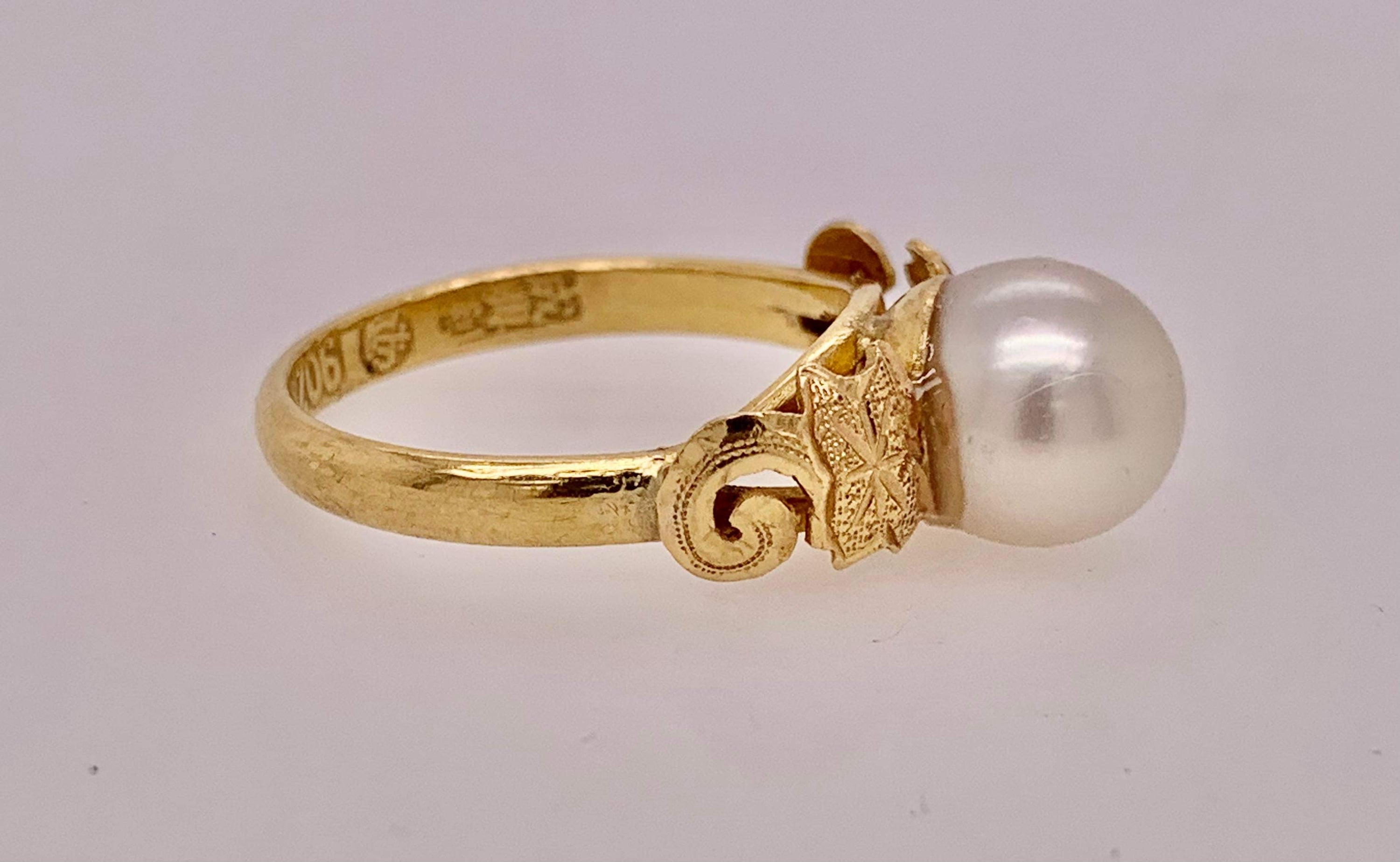 Estate 22K Natural Pearl Ring