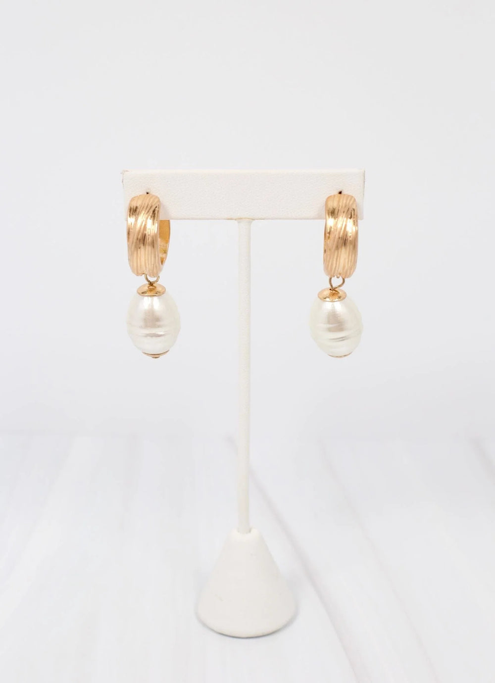 Lambert Hoop Earring with Pearl Drop Gold