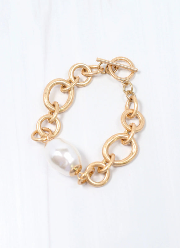 London Toggle Bracelet with Pearl GOLD