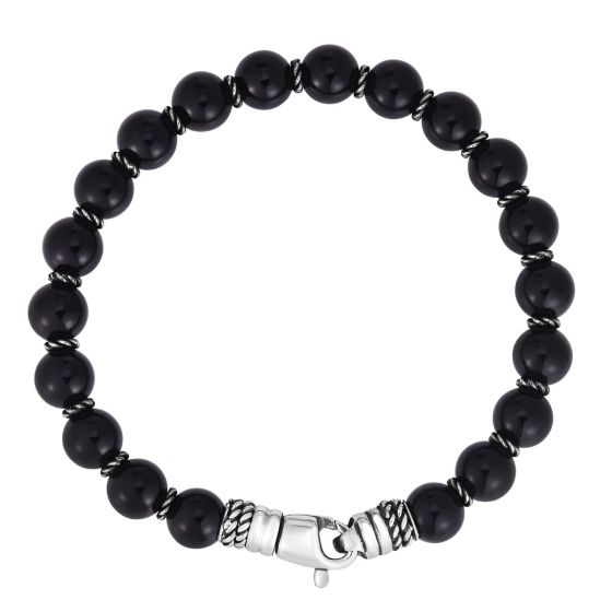 Phillip Gavriel Men's Silver & Onyx Bead Bracelet