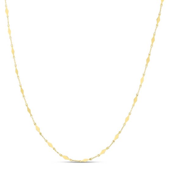 14K Gold Diamond Mirror Chain Necklace
