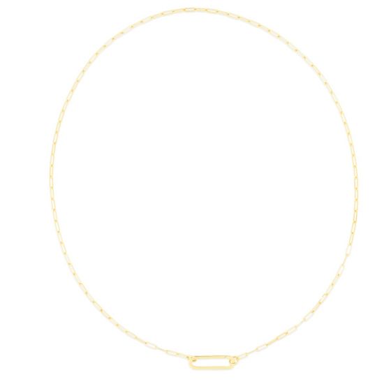 14K Gold Elongated Link Push-lock Necklace