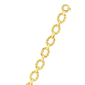 14K Gold Polished Twisted Link Chain Bracelet