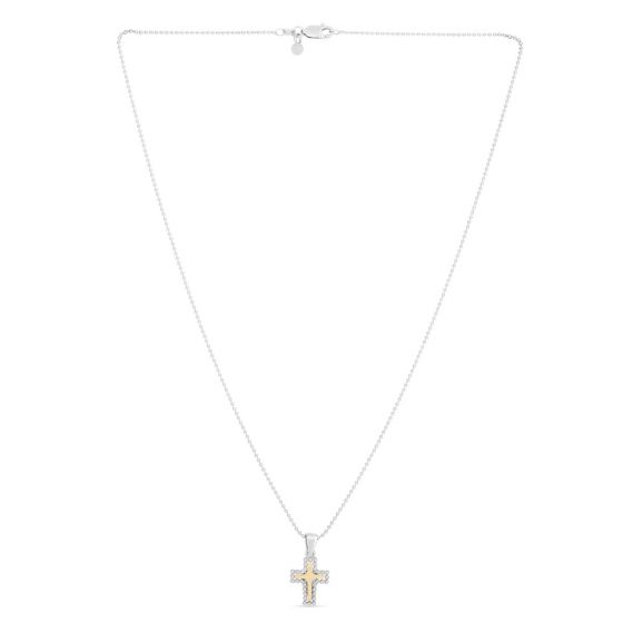 Phillip Gavriel 18K Gold & Silver Popcorn Cross Pendant