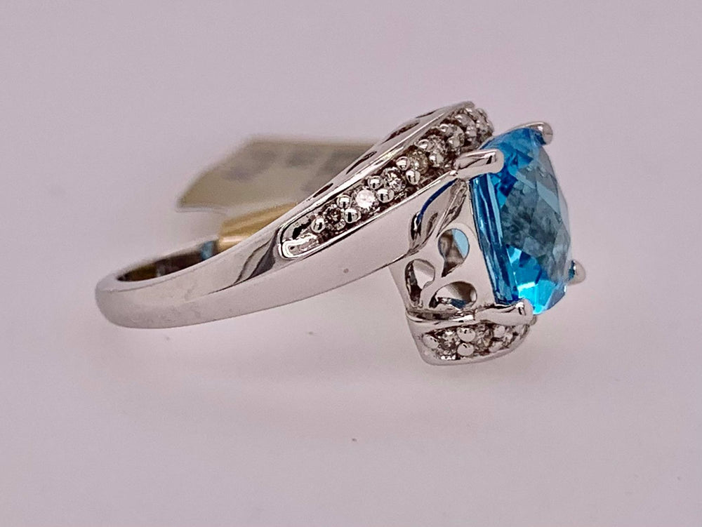 10K Blue Topaz & Diamond Ring