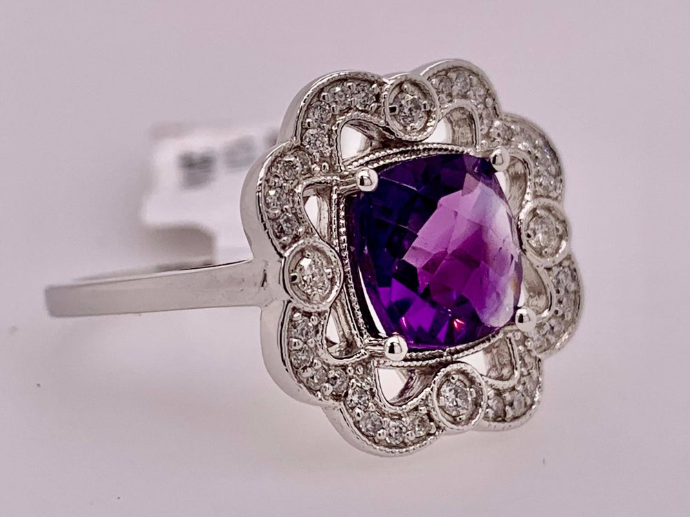14K Amethyst & Diamond Ring