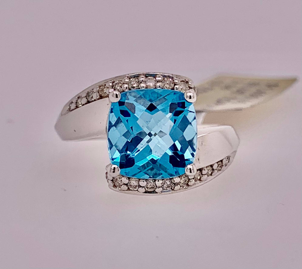 10K Blue Topaz & Diamond Ring