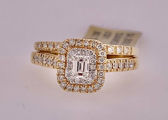 14K Diamond Engagement Ring With Matching Band