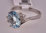 14K Aquamarine & Diamond Ring