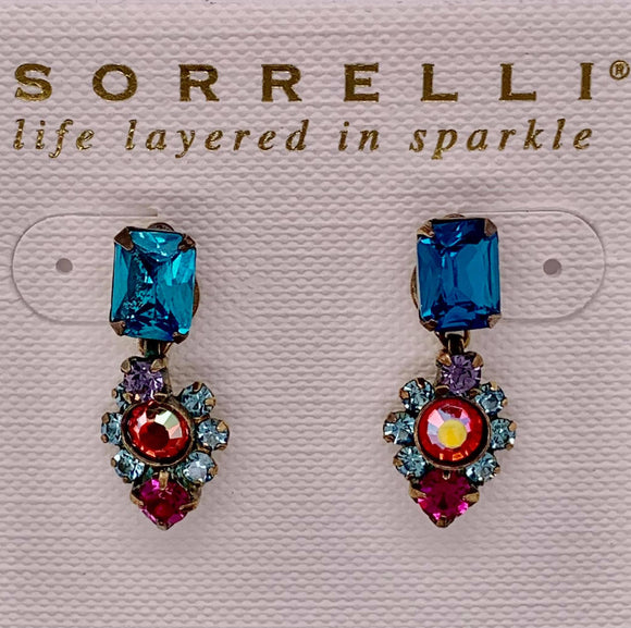 Emerald Cut Stud With Dangle Earrings