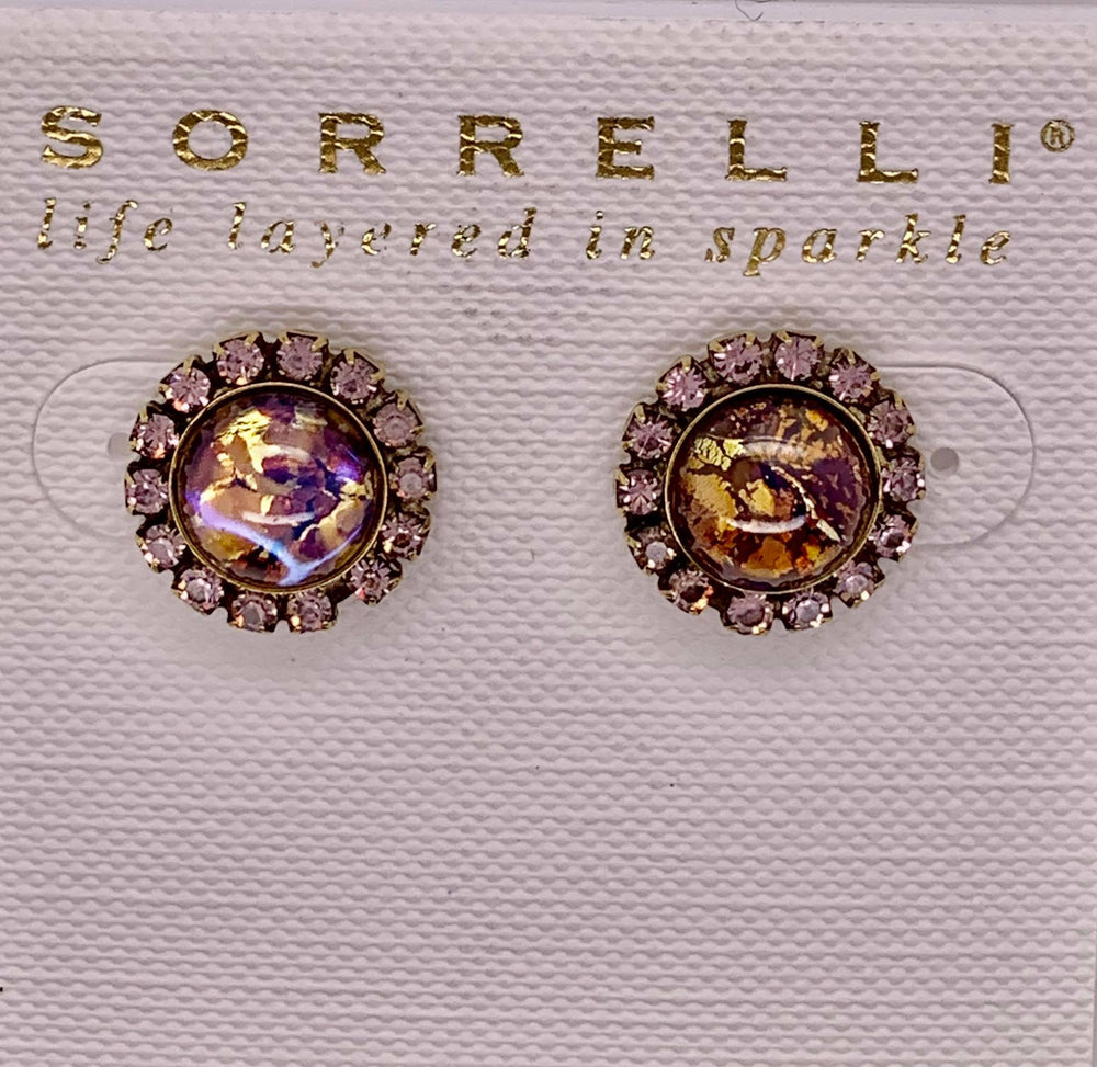 Circular Stud Earring with Rhinestone Edging