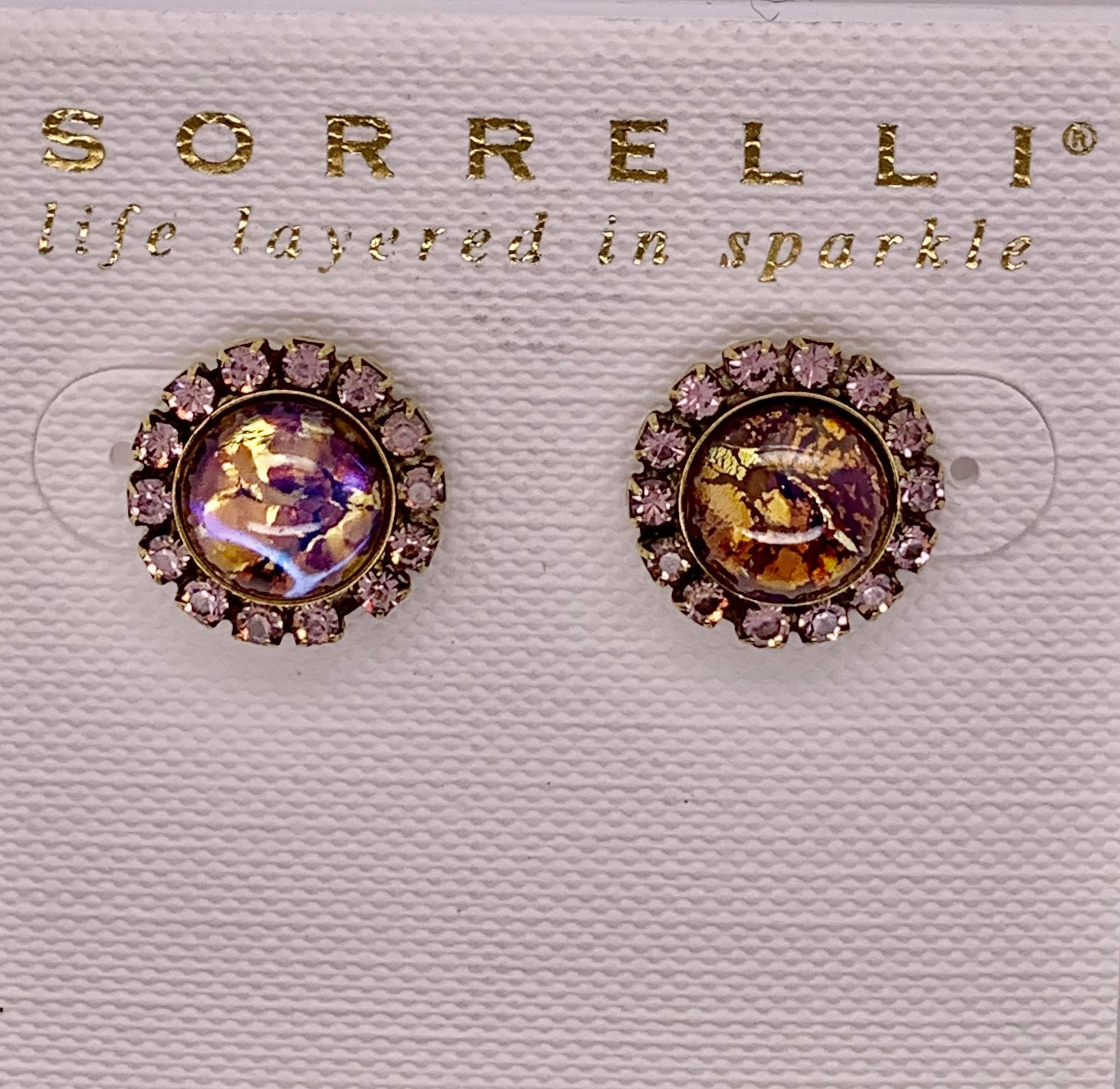 Circular Stud Earring with Rhinestone Edging