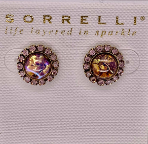 Circular Stud Earring with Rhinestone Edging